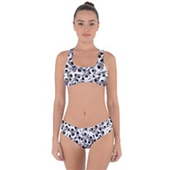 Eyes Drawing Motif Random Pattern Criss Cross Bikini Set by dflcprintsclothing