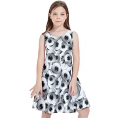 Eyes Drawing Motif Random Pattern Kids  Skater Dress by dflcprintsclothing