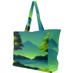 Green Landscape Illustration Nature Simple Shoulder Bag by Wegoenart