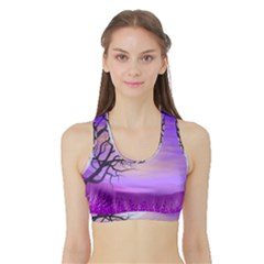 Abstract Nature Landscape Illustration Sky Clouds Sports Bra With Border by Wegoenart