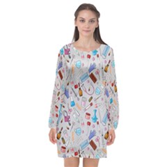 Medical Devices Long Sleeve Chiffon Shift Dress  by SychEva