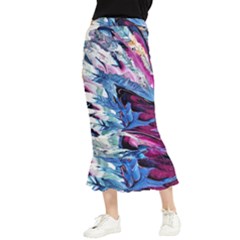 Feathers Maxi Fishtail Chiffon Skirt by kaleidomarblingart
