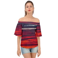 Morning Glow Dawn Sky Clouds Off Shoulder Short Sleeve Top by Wegoenart