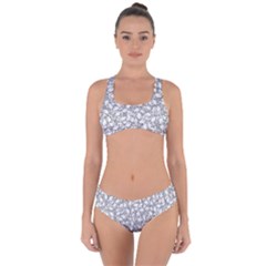 Bacterias Drawing Black And White Pattern Criss Cross Bikini Set by dflcprintsclothing