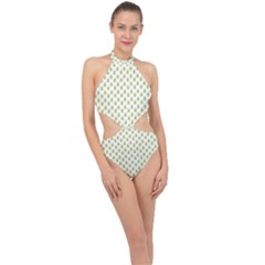 Fall Of Leaves Halter Side Cut Swimsuit by ConteMonfrey