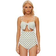 Fall Of Leaves Knot Front One-piece Swimsuit by ConteMonfrey