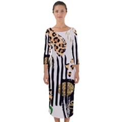 Modern Jungle Quarter Sleeve Midi Bodycon Dress by ConteMonfrey