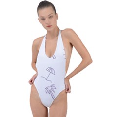 Doodles - Beach Time! Backless Halter One Piece Swimsuit by ConteMonfrey