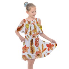 Hot Colors Nature Glimpse Kids  Shoulder Cutout Chiffon Dress by ConteMonfrey