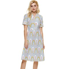 Rainbow Pattern Button Top Knee Length Dress by ConteMonfrey