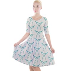 Blue Mermaid Tail Clean Quarter Sleeve A-line Dress by ConteMonfrey