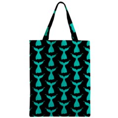 Blue Mermaid Tail Black Zipper Classic Tote Bag by ConteMonfrey