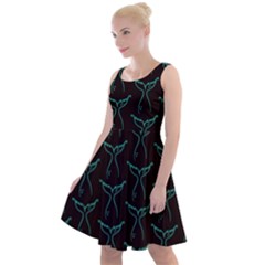 Blue Mermaid Tail Black Neon Knee Length Skater Dress by ConteMonfrey