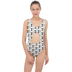 Black And White Mermaid Tail Center Cut Out Swimsuit