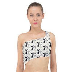 Black And White Mermaid Tail Spliced Up Bikini Top  by ConteMonfrey