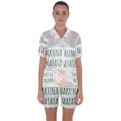 Hakuna Matata Tropical Leaves With Inspirational Quote Satin Short Sleeve Pajamas Set by Jancukart