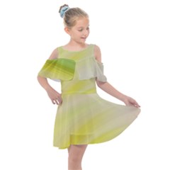 Gradient Green Yellow Kids  Shoulder Cutout Chiffon Dress by ConteMonfrey