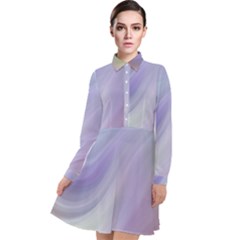 Gradient Blue, Orange, Green Long Sleeve Chiffon Shirt Dress by ConteMonfrey