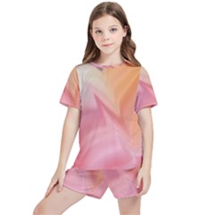 Gradient Orange, Purple, Pink Kids  Tee And Sports Shorts Set