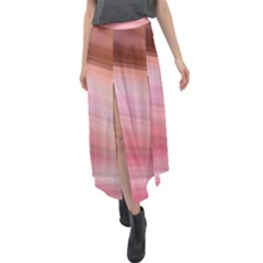 Gradient Brown, Green, Pink, Orange Velour Split Maxi Skirt