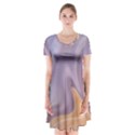 Gradient purple orange Short Sleeve V-neck Flare Dress View1