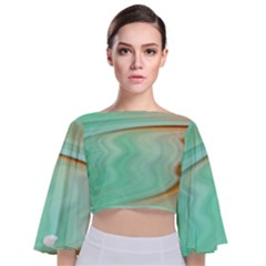 Gradient Green Orange Tie Back Butterfly Sleeve Chiffon Top by ConteMonfrey