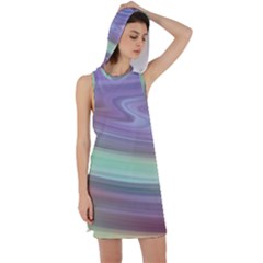 Gradient Blue Green Racer Back Hoodie Dress by ConteMonfrey