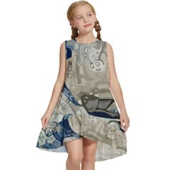 Wave Sea Ocean Splash Water Surf Foam Movement Kids  Frill Swing Dress by Wegoenart