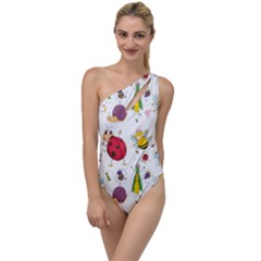 Cute Cartoon Insects Seamless Background To One Side Swimsuit by Jancukart