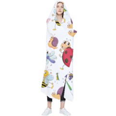 Cute Cartoon Insects Seamless Background Wearable Blanket