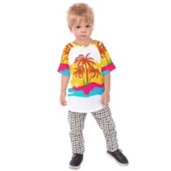 Holiday Tropical Elements Leaf Orange Kids  Raglan Tee