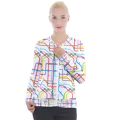 Tube Map Seamless Pattern Casual Zip Up Jacket