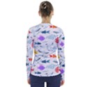 Animal Fish Bird Animals Ocean Pattern V-Neck Long Sleeve Top View2