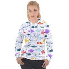 Animal Fish Bird Animals Ocean Pattern Women s Overhead Hoodie by Jancukart