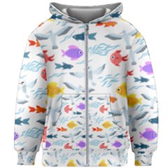 Animal Fish Bird Animals Ocean Pattern Kids  Zipper Hoodie Without Drawstring by Jancukart