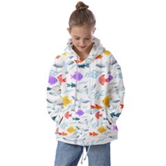 Animal Fish Bird Animals Ocean Pattern Kids  Oversized Hoodie by Jancukart