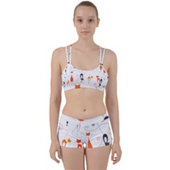 Cartoon Cat Seamless Pattern Graphic Perfect Fit Gym Set