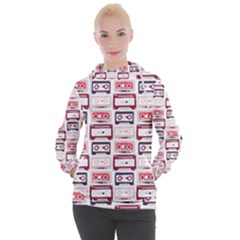 Cassettes Seamless Pattern Women s Hooded Pullover by Jancukart