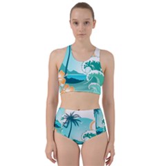 Paradise Heaven Holiday Beach Orange Ocean Racer Back Bikini Set