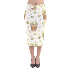 Plant Pot Easter Velvet Midi Pencil Skirt by ConteMonfrey