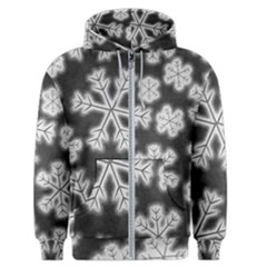 Snowflakes And Star Patterns Grey Frost Men s Zipper Hoodie by artworkshop