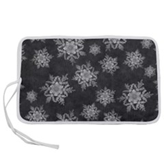 Snowflakes And Star Patterns Grey Snow Pen Storage Case (s) by artworkshop