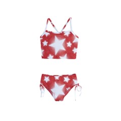 Snowflakes And Star Patterns Red Stars Girls  Tankini Swimsuit by artworkshop