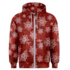 Snowflakes And Star Patternsred Snow Men s Zipper Hoodie by artworkshop