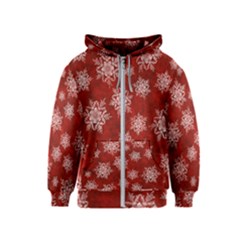 Snowflakes And Star Patternsred Snow Kids  Zipper Hoodie by artworkshop