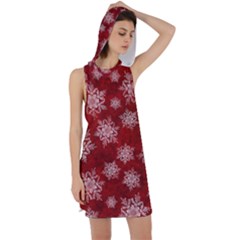 Snowflakes And Star Patternsred Snow Racer Back Hoodie Dress by artworkshop