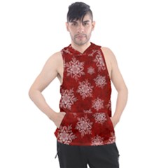 Snowflakes And Star Patternsred Snow Men s Sleeveless Hoodie by artworkshop