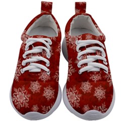 Snowflakes And Star Patternsred Snow Kids Athletic Shoes by artworkshop