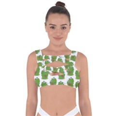 Kermit The Frog Pattern Bandaged Up Bikini Top