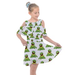 Kermit The Frog Kids  Shoulder Cutout Chiffon Dress by Valentinaart